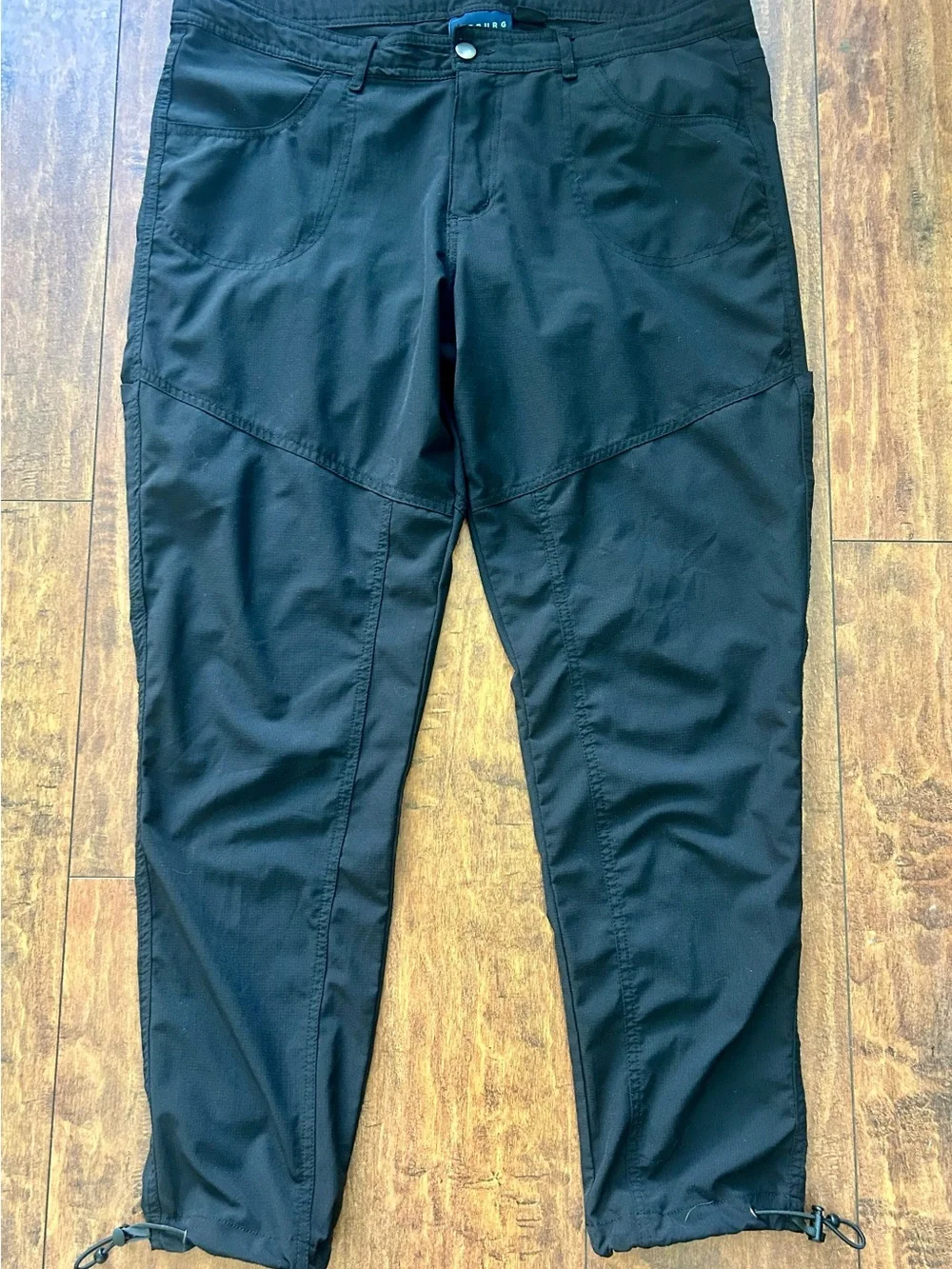 Iceburg Men’s Black Lightweight Stretch Cargo Hiking Pants Sz L Cinch Hem